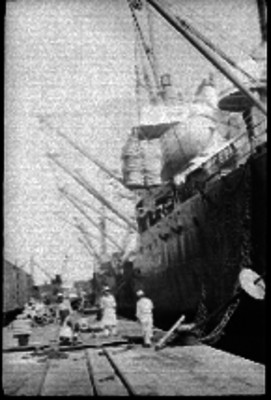 Hombres realizando trabajos en el Puerto de Veracruz
