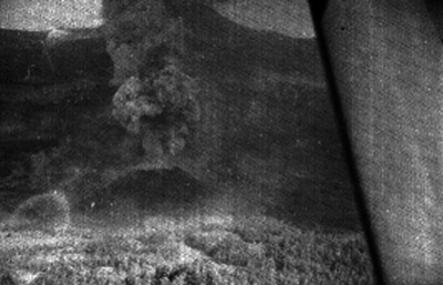 Erupción volcánica del Paricutín, vista aérea