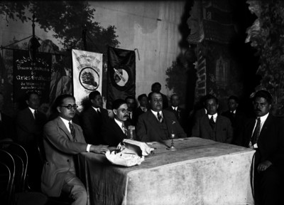 Luis N. Morones durante asamblea de la "Federación de Uniones y Sindicatos de Artes Gráficas de México"