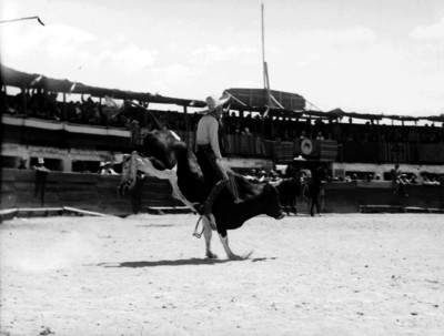 Charro jinetea a un toro