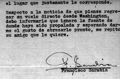 Carta de Francisco Sarabia dirigida al coronel Alberto Salinas Carranza, fragmento