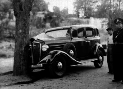 Automóvil estrellado en un árbol