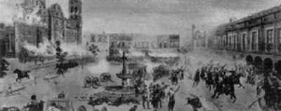 Litografía donde se escenifican las guerras republicanas