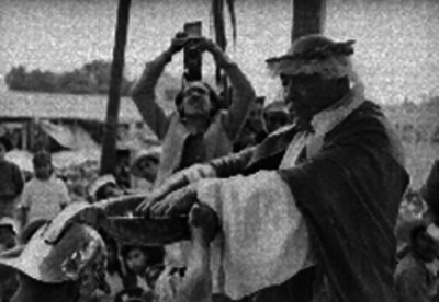 Actor representa a Poncio Pilatos en el Viacrucis de Iztapalapa