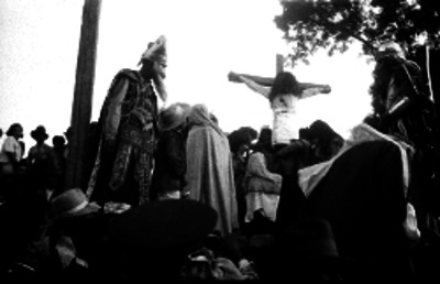 Representación de la crucifixión de Cristo en Iztapalapa