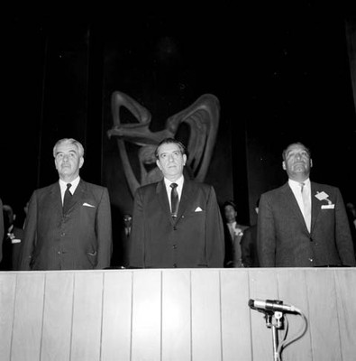 Adolfo López Mateos, Salomón Gónzalez Blanco y demás personalidades en el congreso de Seguridad Social