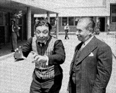 Manuel Medel y Ezequiel Carrasco en la filmación de la película Don Simón de LIra