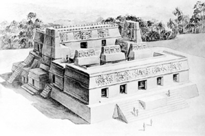 Etapa 7 de la estructura A-V en Uaxactún, dibujo
