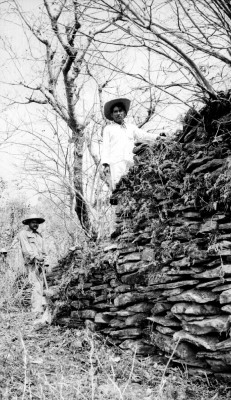 Hombres realizan trabajos de exploración y excavación en Oztuma