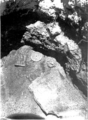 Material arqueológico en proceso de excavación