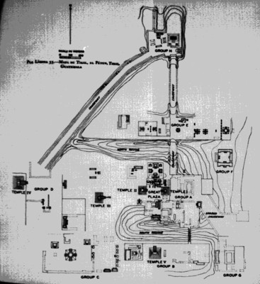 Mapa de la zona arqueológica de Tikal