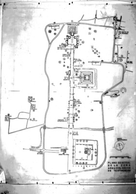 Plano General de la Zona Arqueológica de Teotihuacán, reprografía