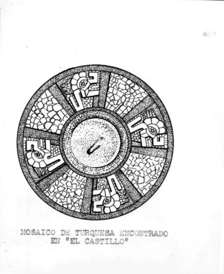 Dibujo del "Mosaico de Turquesa encontrado en El Castillo", reprografía