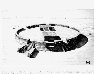 Grabado del templo circular de Ixtlán del Río, reprografía