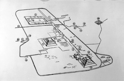 Dibujo de la zona arqueológica de Teotihuacán, reprografía