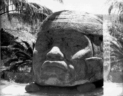 Cabeza Colosal, vista de tres cuartos de perfil