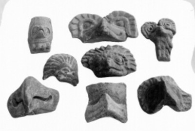 Fragmentos de rostros zoomorfos teotihuacanas