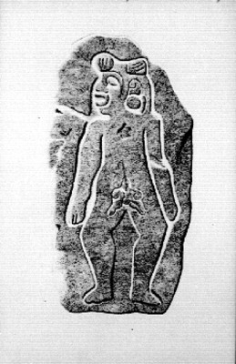 Lápida antropomorfa de Monte Albán, ilustración