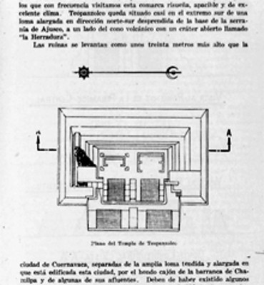 Esquema del templo de Teopanzolco, reprografía