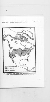 Mapa de distribución de los cráneos hallados en Norteamerica, ilustración