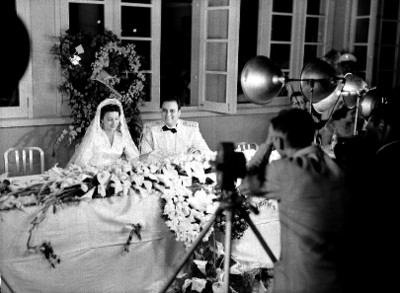 Anastacio Somoza y esposa en el banquete de su boda