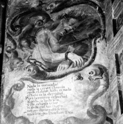 Hombre atormentado en el infierno, pintura