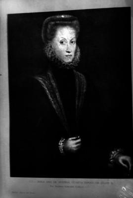Doña Ana de Austria, cuarta esposa de Felipe II, grabado, retrato