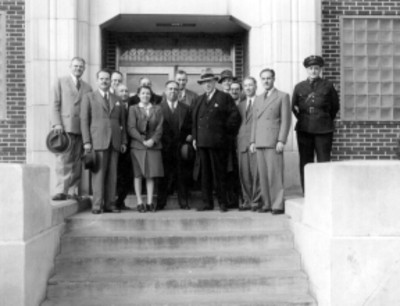 Franklin D. Roosvelt, el Ingeniero Efraín Buenrostro con acompañantes, retrato de grupo