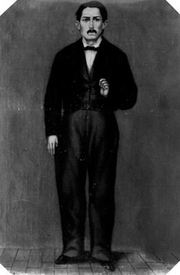 Hombre vestido de traje, pintura al óleo, reproducción