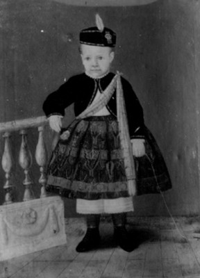 Niño con sombrero, retrato al óleo, reproducción