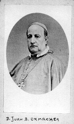 "D. Juan B. Ormachea", obispo de Tulancingo, tarjeta de visita