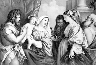 Grabado basado en una pintura de Tiziano, reprografía