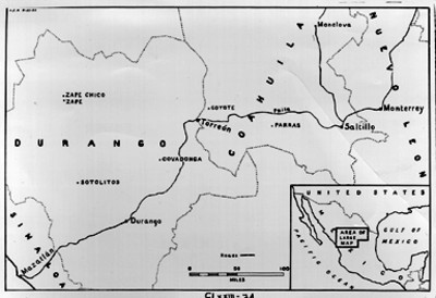 "Mapa de los estados de Durango y Coahuila", detalle