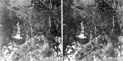 "Cascada de Atoyac", paisaje, estereoscópica