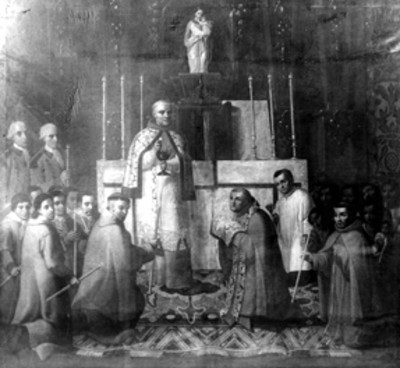 "Fray Junípero Serra", pintura al óleo, reproducción