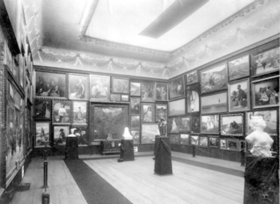 Exhibición de pinturas y esculturas en la Academia de San Carlos