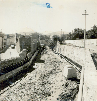 Río de las Avenidas durante obras de desazolve, vista parcial