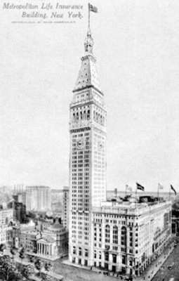 Tarjeta postal con ilustración del "Metropolitan Life Insurance Building"