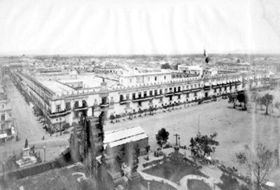 "N°. 233.Panorama of Mexico, the Palace form the Cathedral"