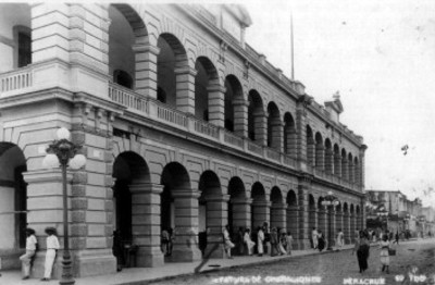 Vista parcial de un edificio en el centro de Veracruz