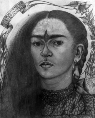 Autorretrato de Frida Kahlo, dibujo