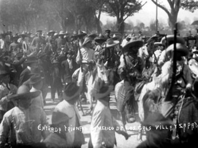 Entrada triunfal a México de los generales Villa y Zapata