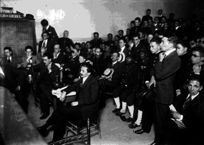 Rafael Pimienta, militares y abogados, durante un juicio militar en el consejo de guerra