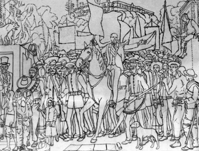Francisco I. Madero empuña la bandera, dibujo