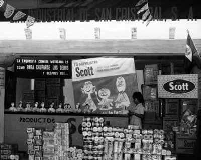 Mujer eshibe productos de la marca scott de la Cía Industrial de San Cristobal, S.A., vista Frontal