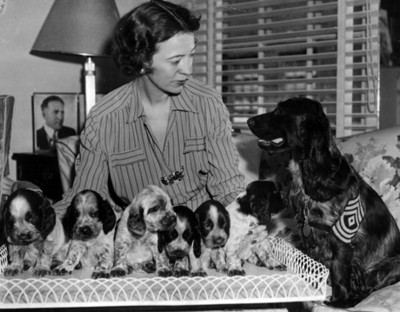 Mujer junto a perros, retrato