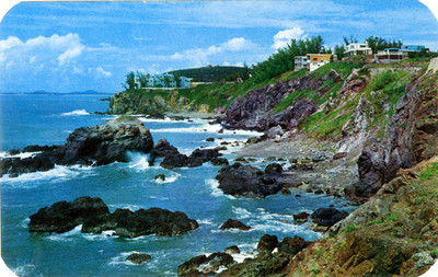 Vista de una costa de Mazatlán, tarjeta postal