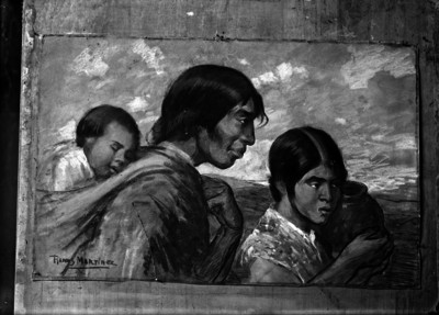 Familia indígena, pintura de caballete, elaborada por Alfredo Ramos Martínez