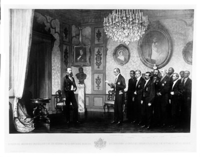 Retrato del archiduque Maximiliano y de los miembros de la diputación mexicana que ofrecieron la corona