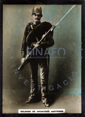 "Soldado de infantería austriaco" porta arma de fuego, retrato